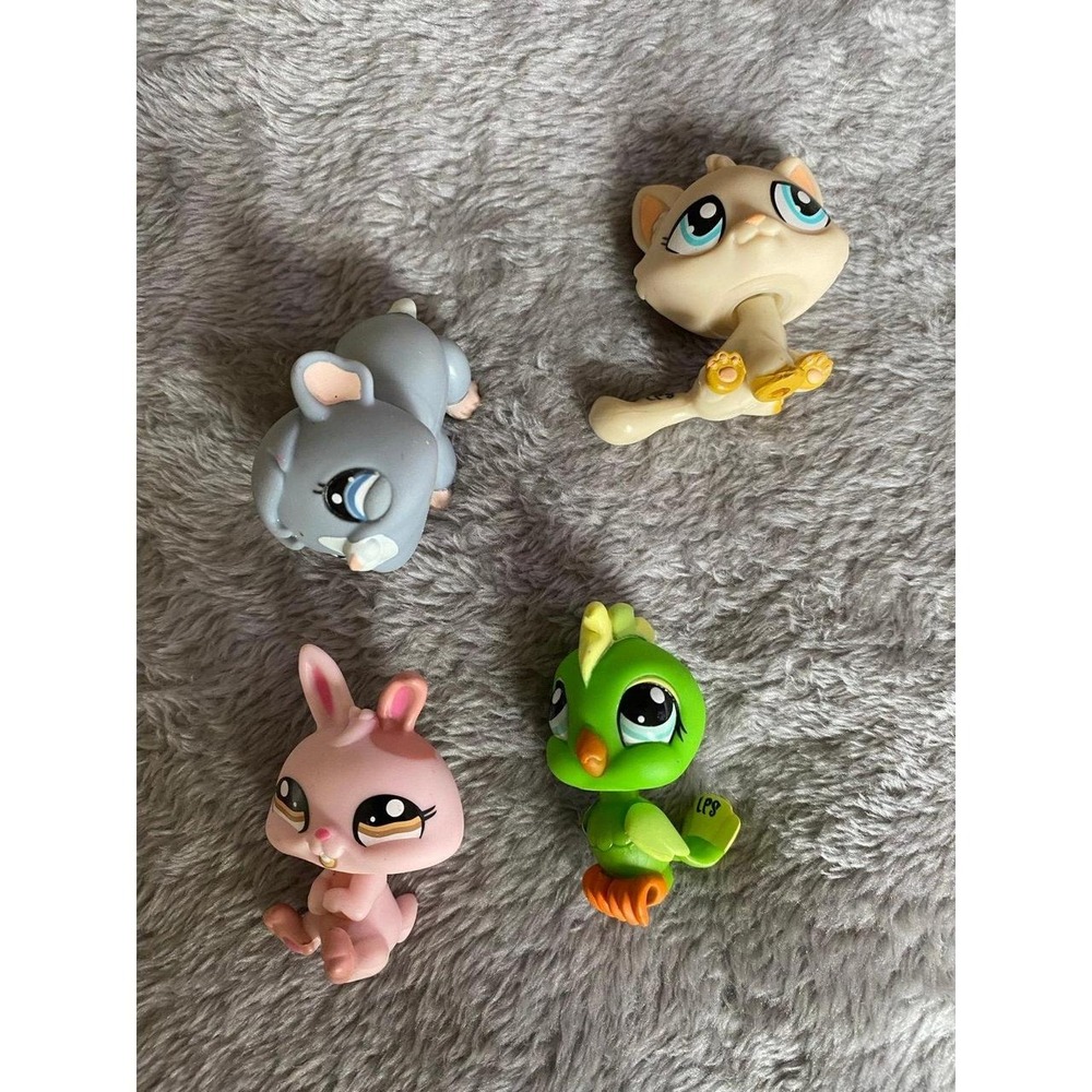 Littlest Pet Shop LPS Lot Of Four Bird Rabbit Cat Puppy s21